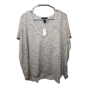 WHBM Short Sleeve Double Layer Marled Office Casual Party Top Blouse Sz Lg